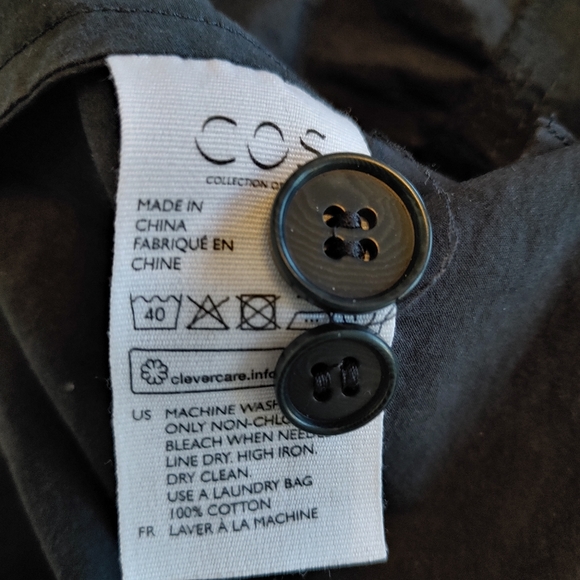 COS Black Cotton Topstitched Belted Jumpsuit Sz 4 US - Picture 10 of 10